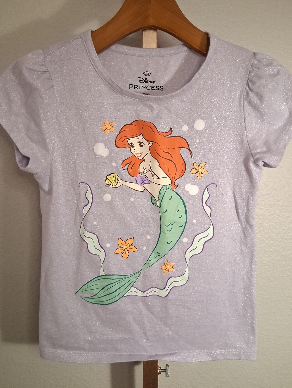 Disney Princess Ariel T Shirt Sparkly Girls Size 7
